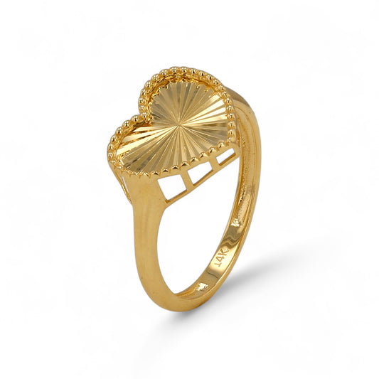 14K Yellow gold diamond cut heart ring-227420