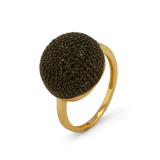 14K Yellow gold black zirconium dome ring-227422