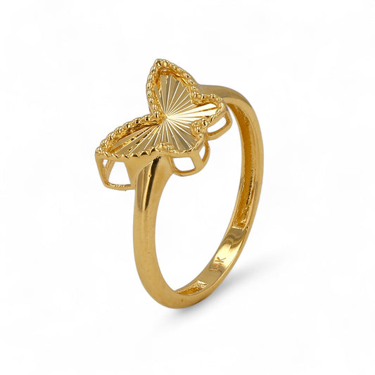14K Yellow gold diamond cut butterfly ring-227425