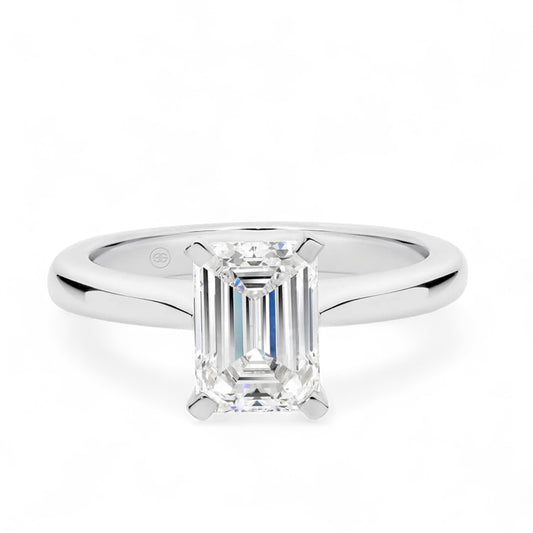 14K white gold diamond solitaire emerald cut 1CT ring-429300