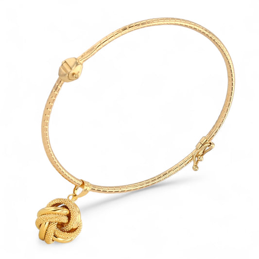 10K yellow gold bangle knot charm-52004