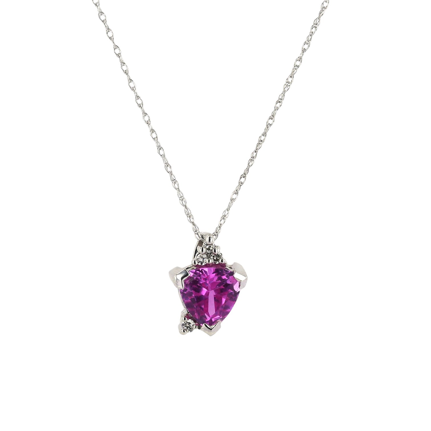 734' 14k White Gold Natural Pink Sapphire Necklace