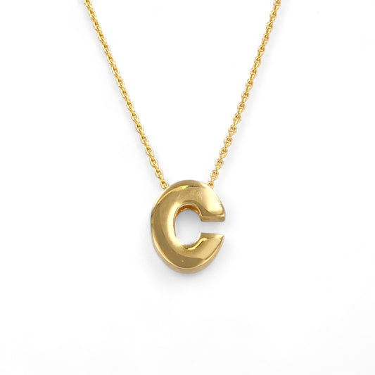 14K Yellow Gold Letter C with Chain