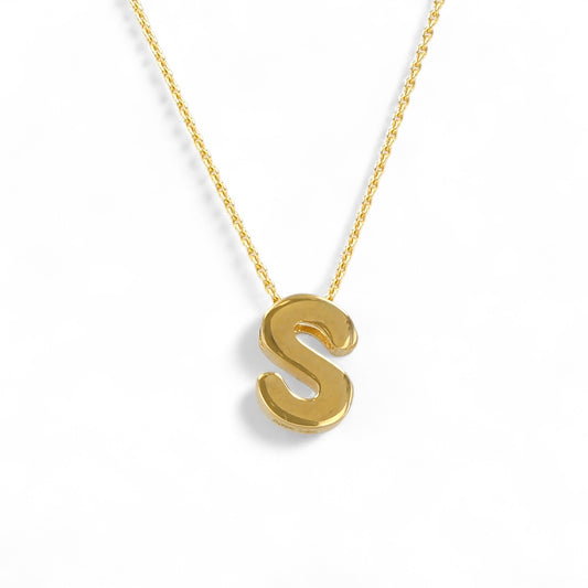 14K Yellow Gold Letter S with Chain