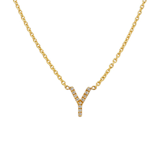 14K Yellow Gold Diamond Letter Y with Chain