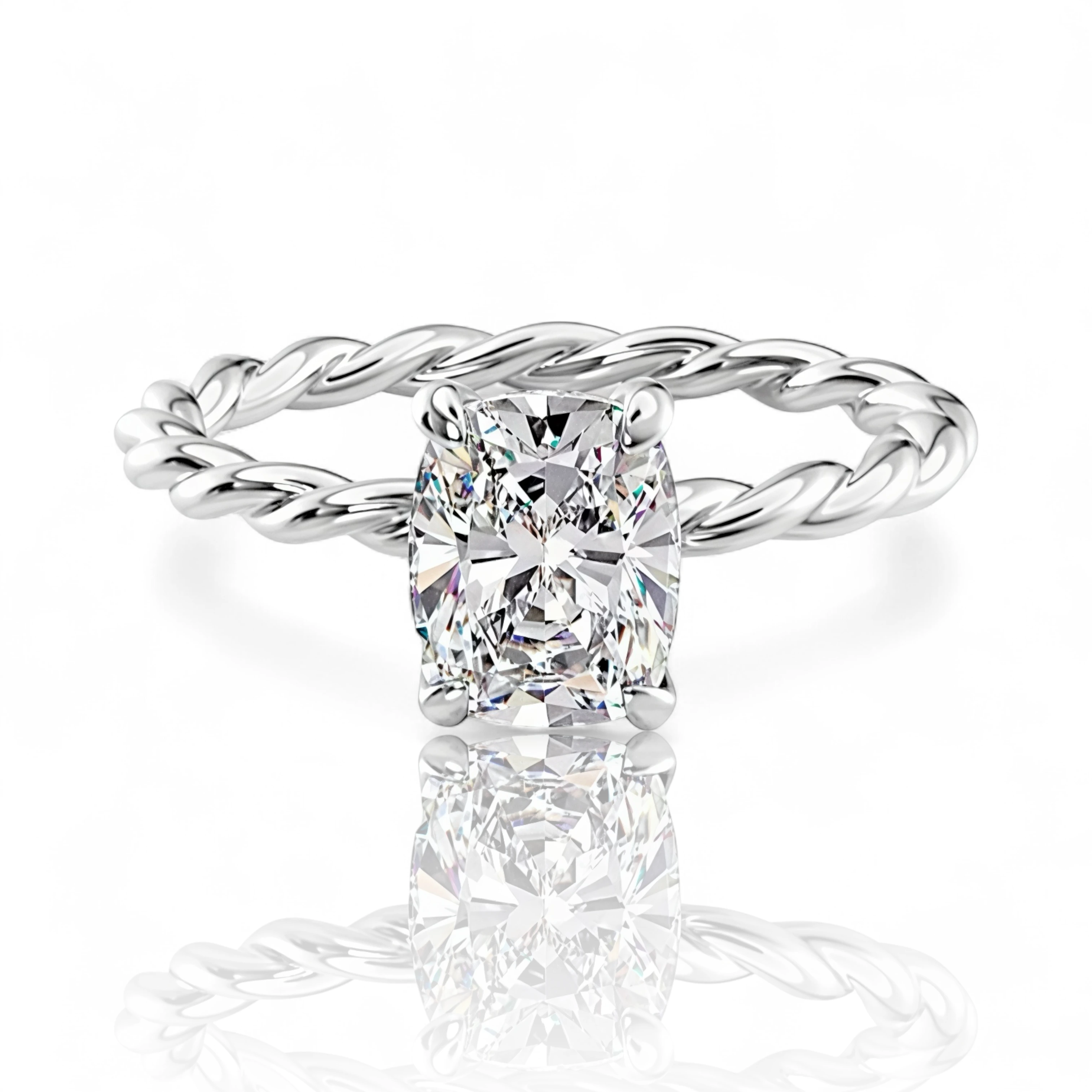 Cushion Cut Diamond Twist Ring