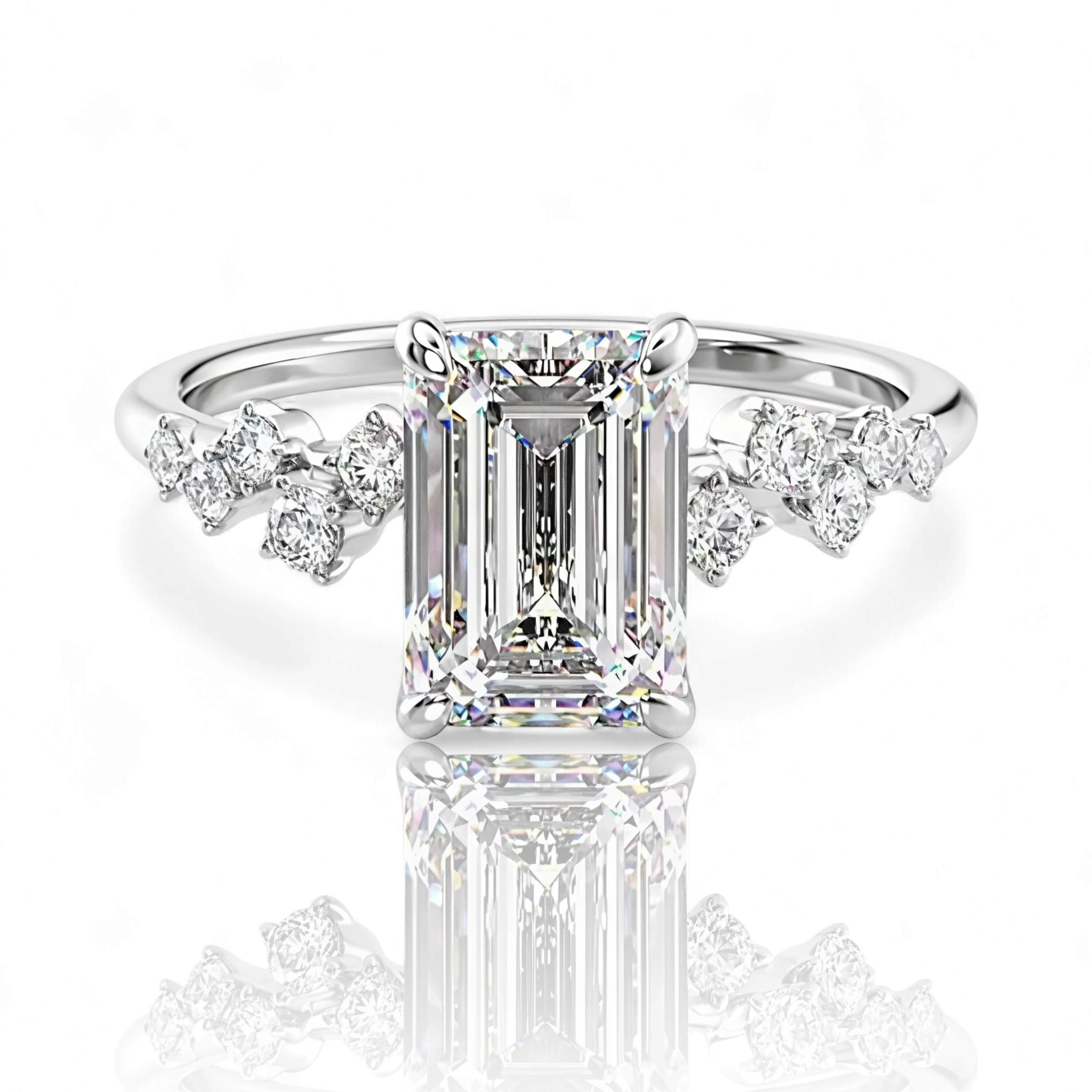 Emerald cut diamond ring