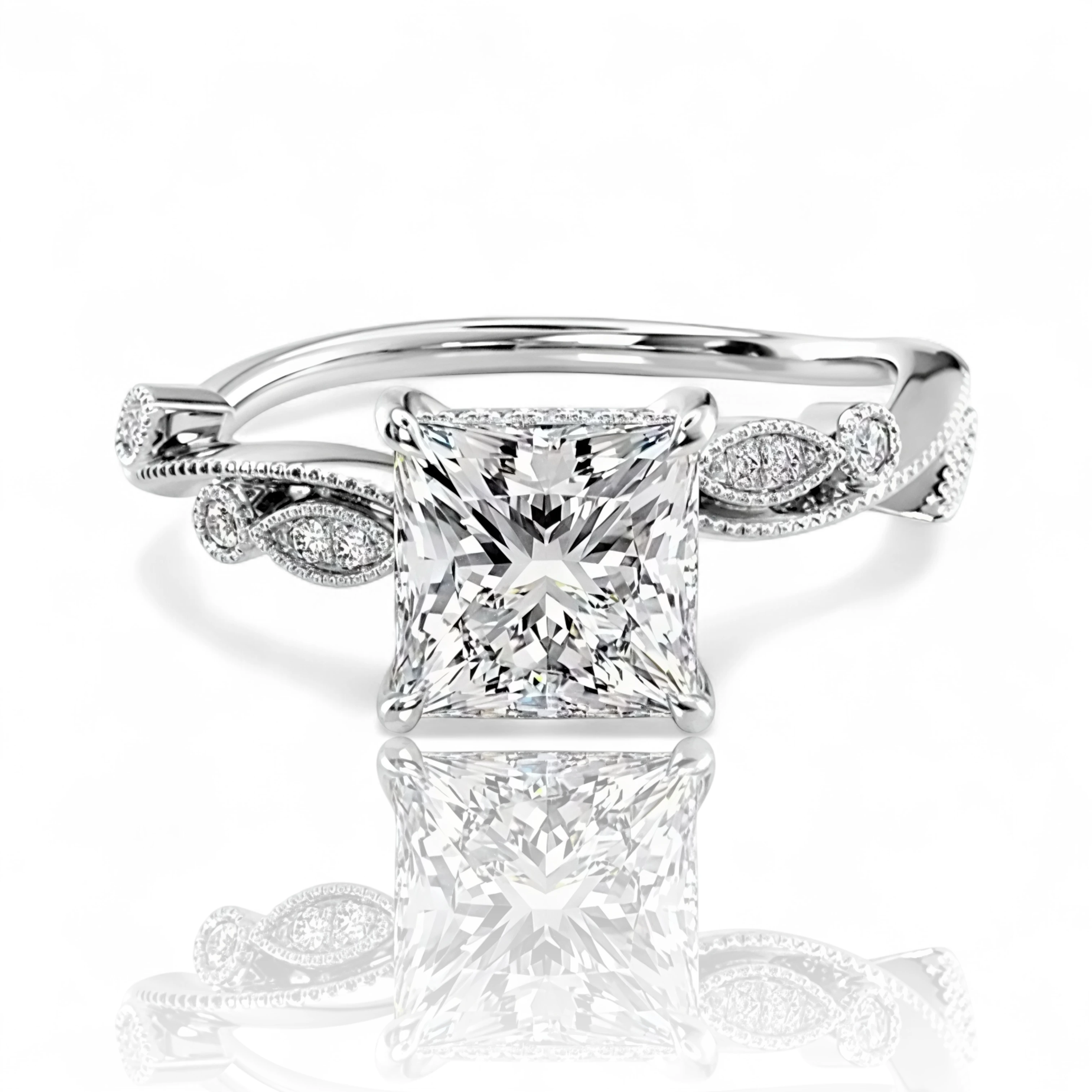 Princess Cut Diamond Garden Ring