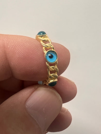 14K Yellow gold link blue eye ring-227203