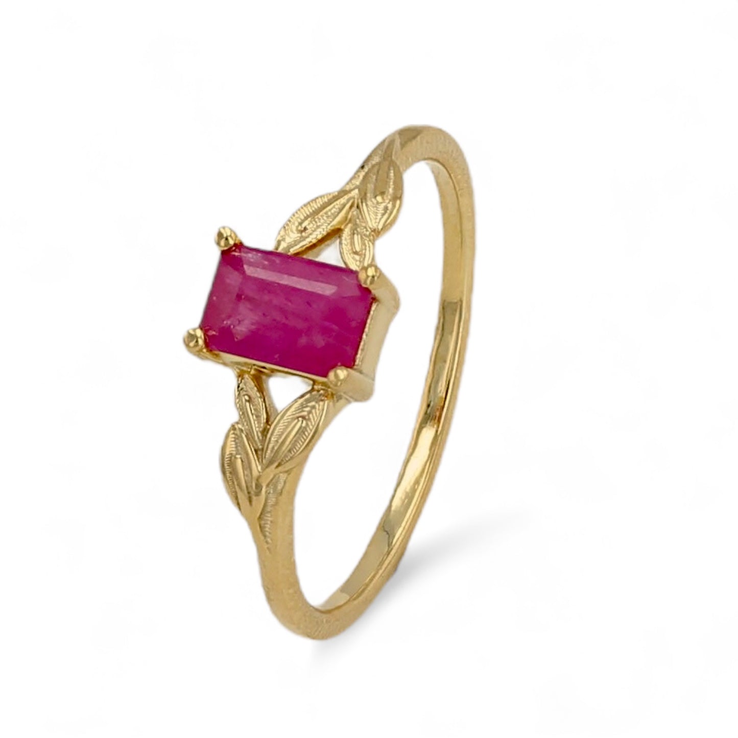 14K Yellow gold  ruby petal ring-35305