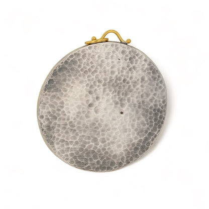 24k bezel oxidative silver 925 hammering diamonds eyes accent handcrafted coin medusa pendant unique piece-227056