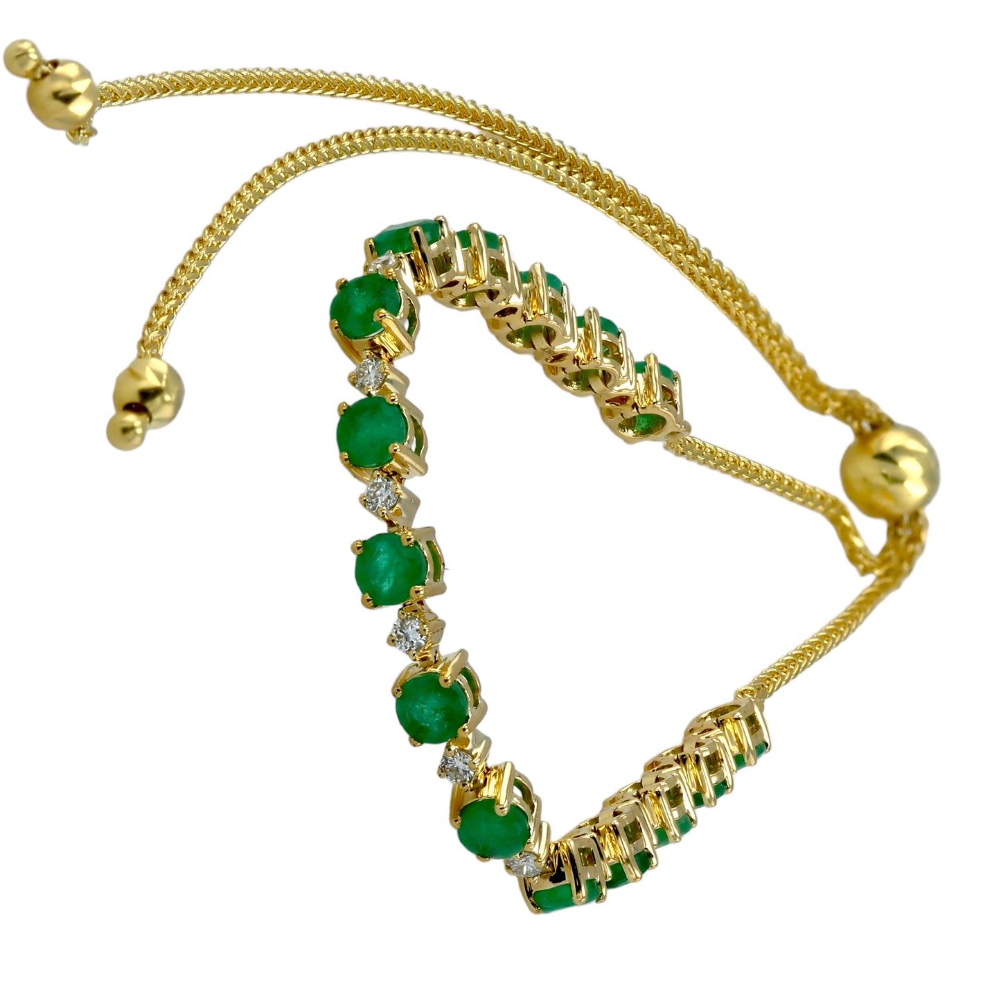 14K Yellow gold emerald bolo tennis bracelet-AM0081Y