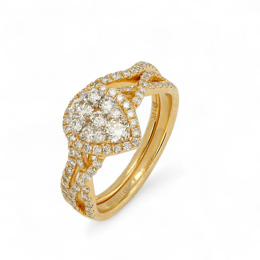 14K Yellow Gold Diamond Pear Cluster Ring-CL2224Y