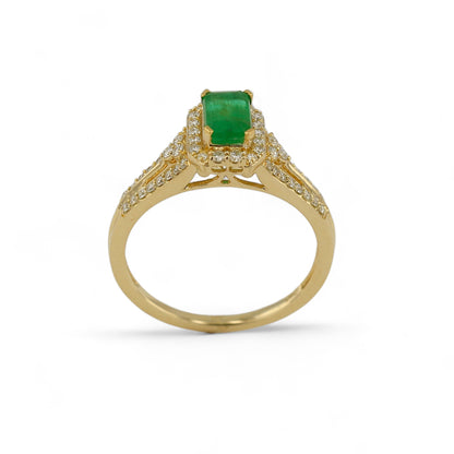 14K Yellow solitaire Gold Diamond Emerald Promise Ring-EM0084Y