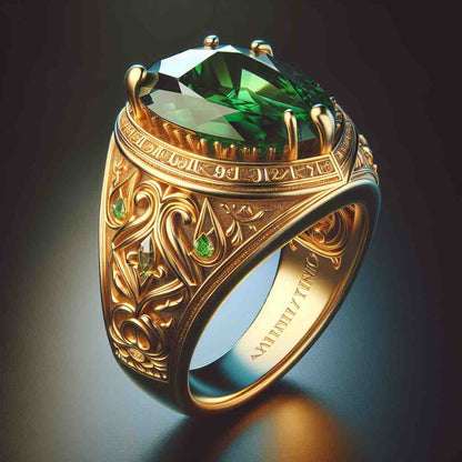 Pear emerald gold  rings