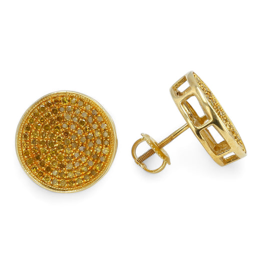 10K Yellow Gold and Yellow Diamond Concave Studs-YD0853Y