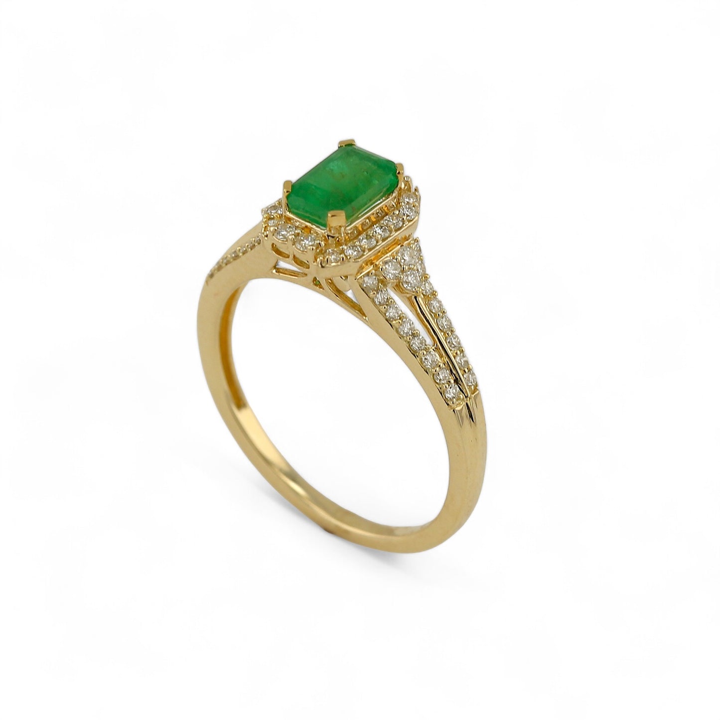 14K Yellow solitaire Gold Diamond Emerald Promise Ring-EM0084Y