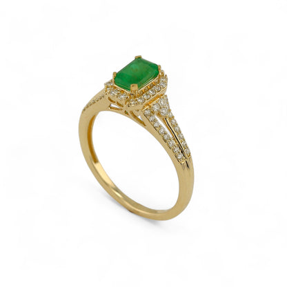 14K Yellow solitaire Gold Diamond Emerald Promise Ring-EM0084Y