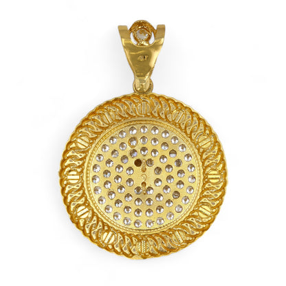 10K Yellow gold Medusa Zirconium coin pendant-314377