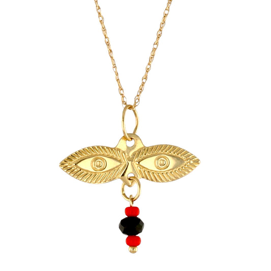 14K Yellow gold singapore ojo santa lucia amulet pendant-538393