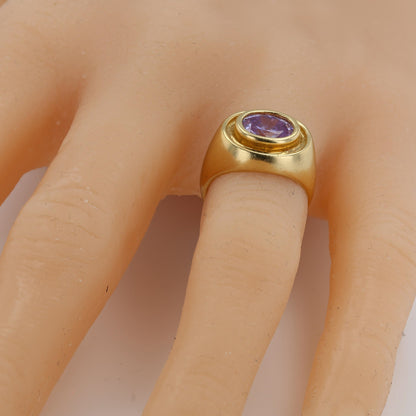 14K Yellow Gold oval bezel Ring with Amethyst - 220803
