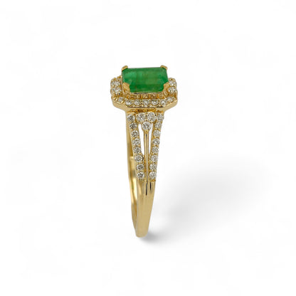 14K Yellow solitaire Gold Diamond Emerald Promise Ring-EM0084Y