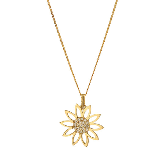 10k yellow gold Chain and flower pendant set
