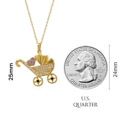 Set yellow 14k singapore chain  Baby Trolley Pendant with CZ - 223924