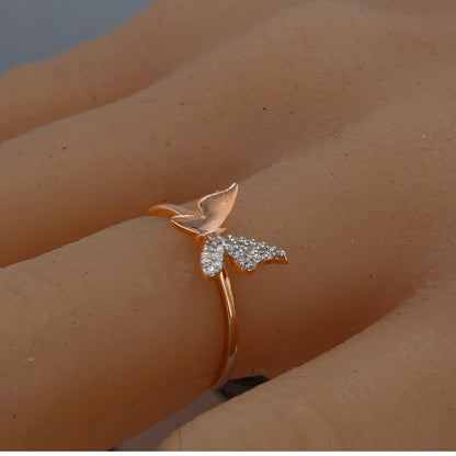 14K Rose gold diamonds butterfly ring-RG9889R