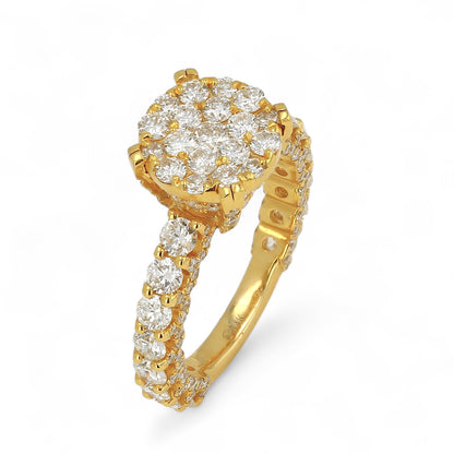 14K Yellow Gold high jewelry Round Cluster Diamond Ring-RG5528Y