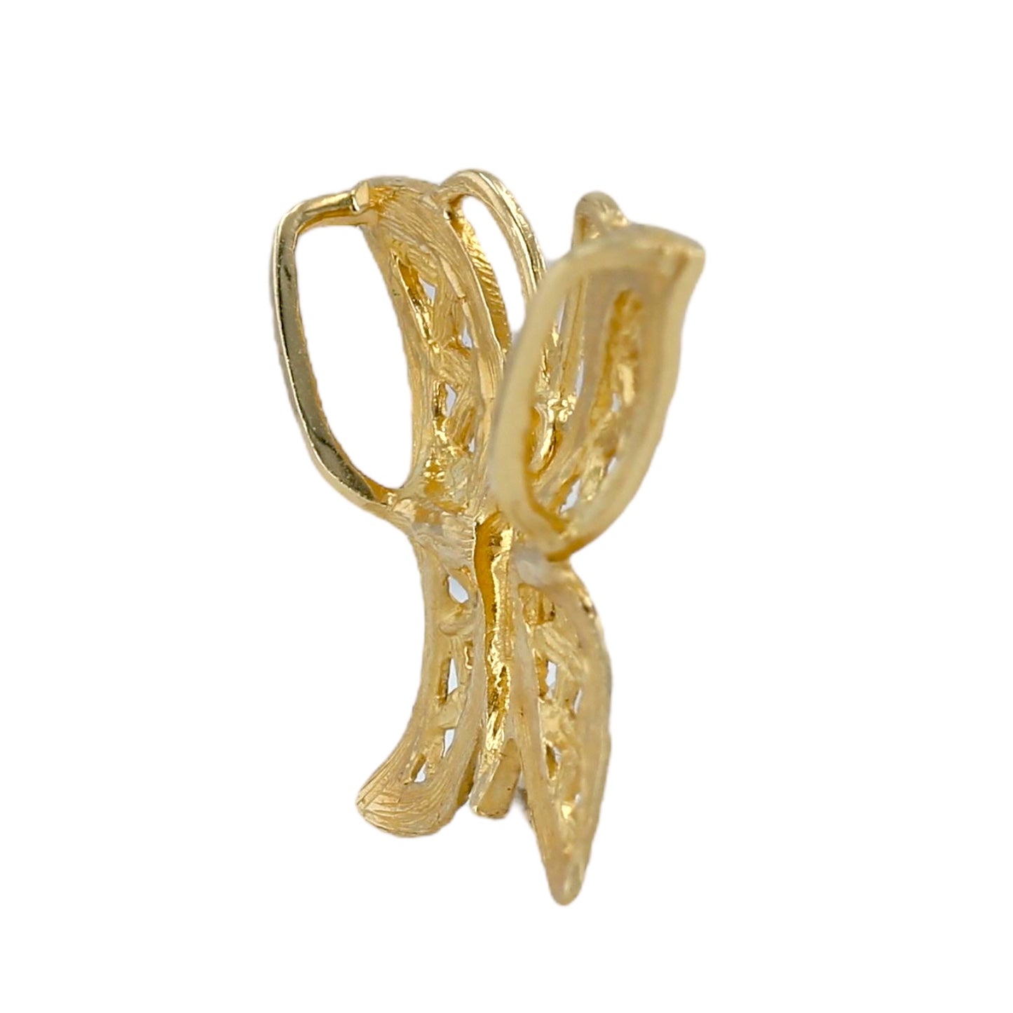 14K yellow gold slide handmade butterfly solid diamond cut pendant