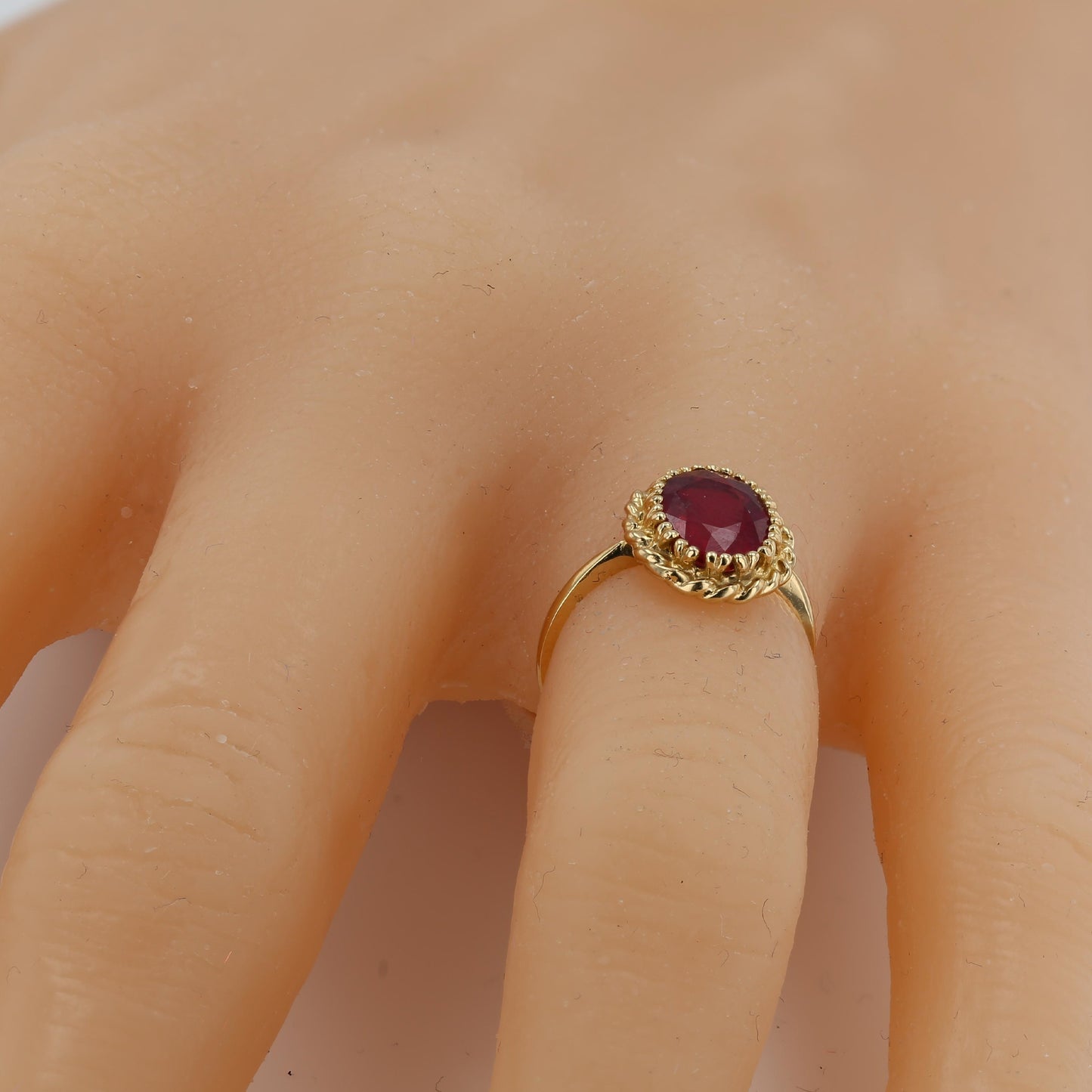 10K Yellow Gold Oval Ruby Ring 9x7mm - 1002
