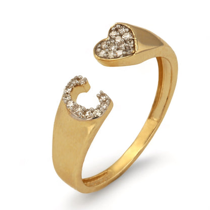 14K Yellow Gold Initial Diamond Ring Letter C-177727