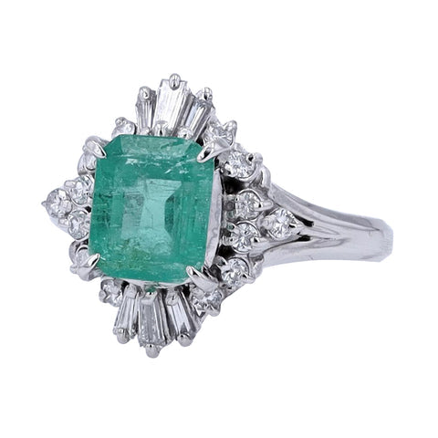 PT900 1.63 CT Emerald Center natural diamonds Ring-30200
