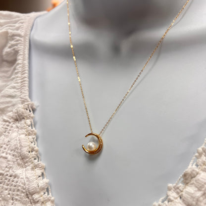 14K Yellow gold moon necklace necklace-17933