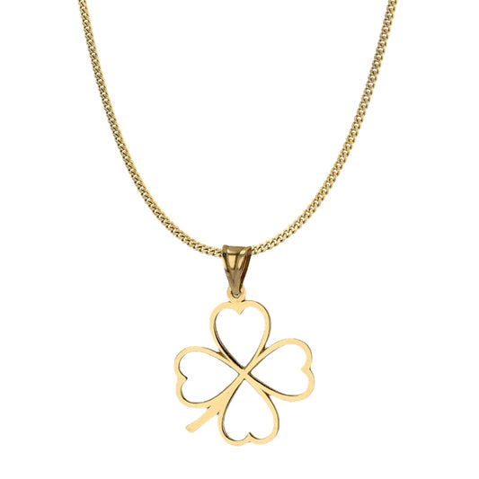 10k yellow gold clover necklace-50027