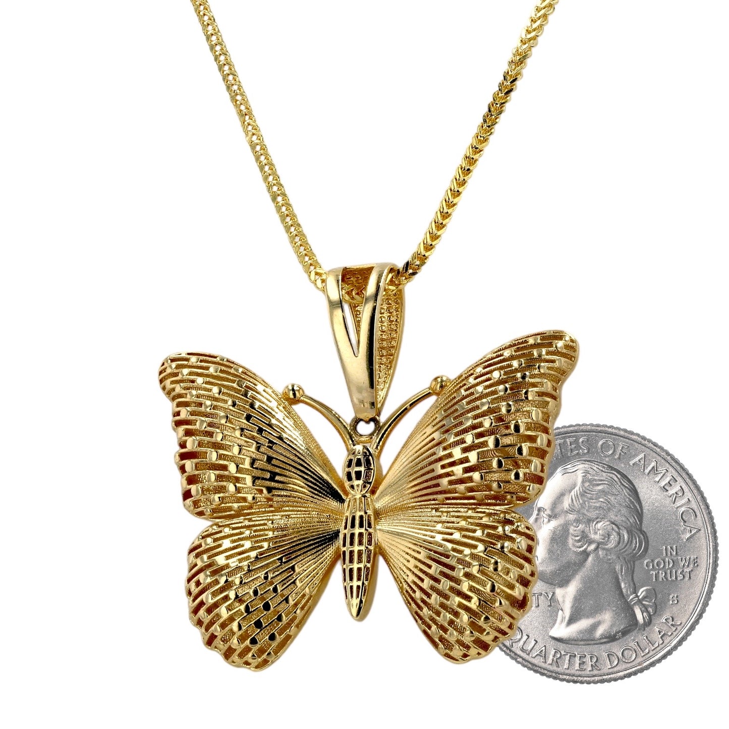 Yellow 14k gold butterfly necklace