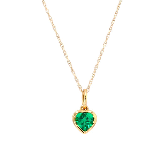 10K Yellow gold emerald heart necklace-15350