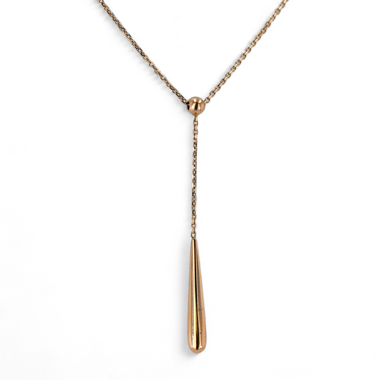 14k rose gold drop tear necklace-11833