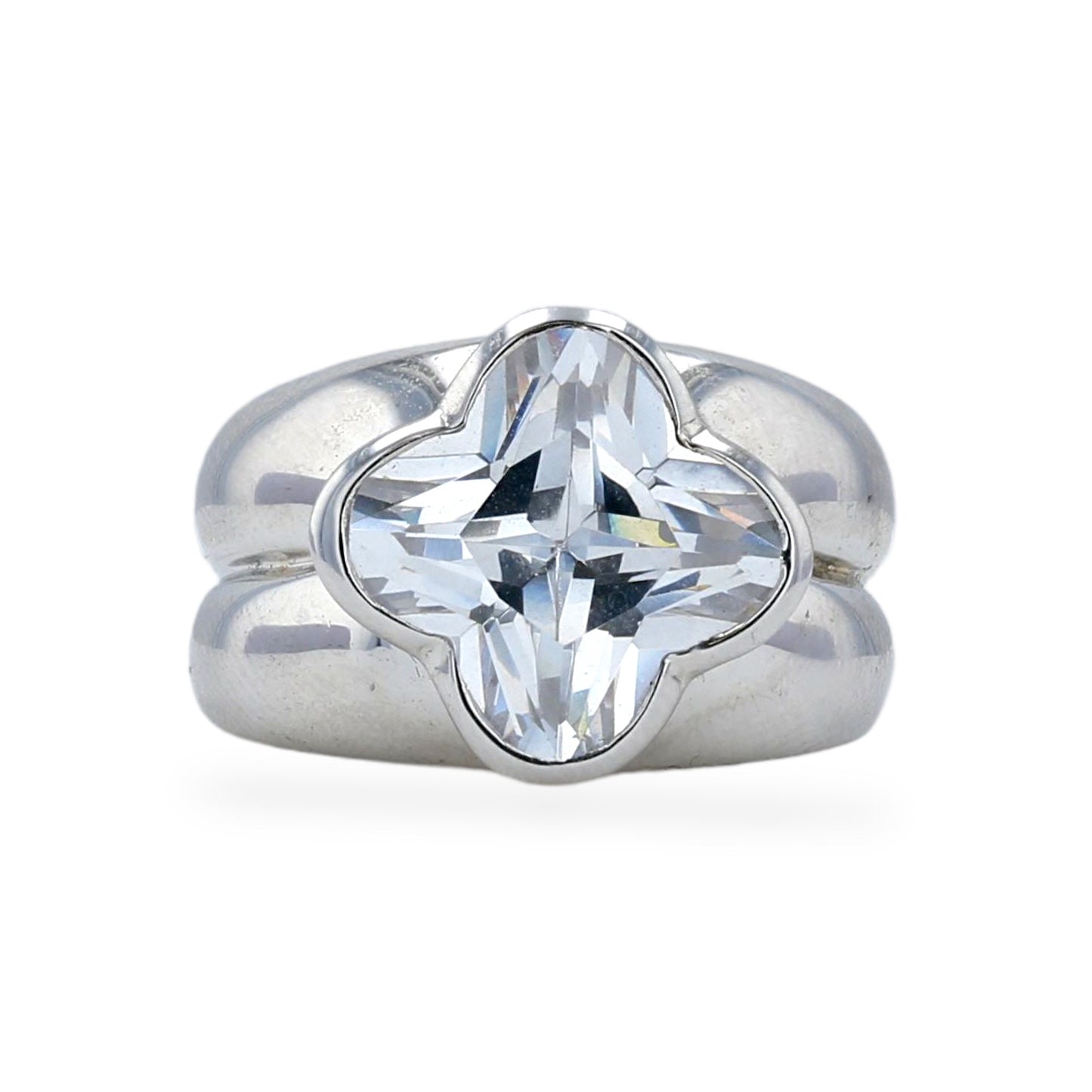 Sterling silver 925 white zirconium Clover ring