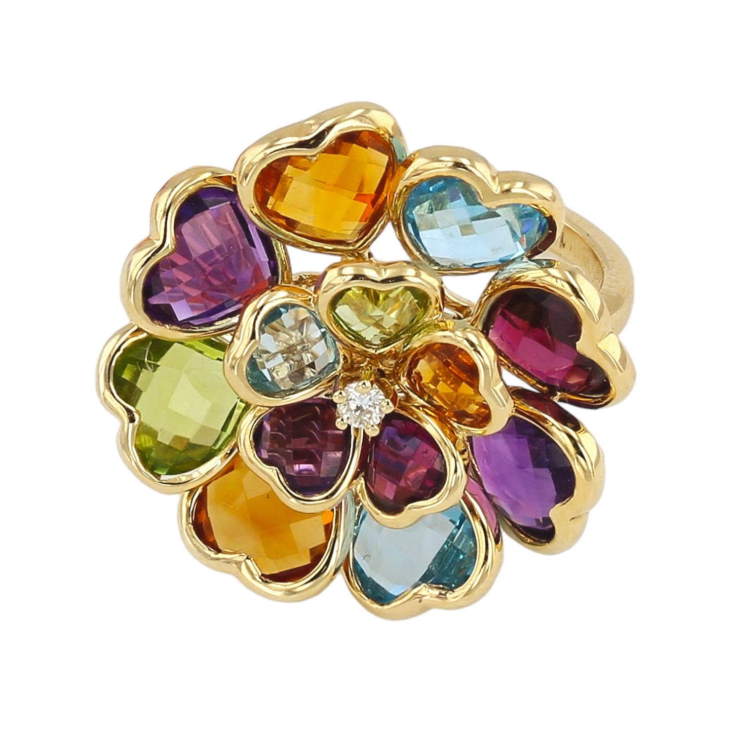 14K Yellow gold floral multi color gemstone EFFY brand ring-32001