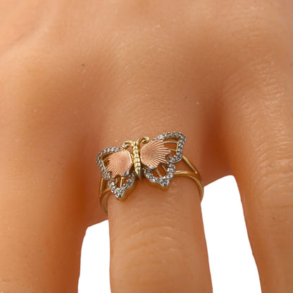14K two tones gold butterfly ring-224810
