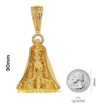10K Yellow gold 2D realistic San Lazaro solid pendant-316265