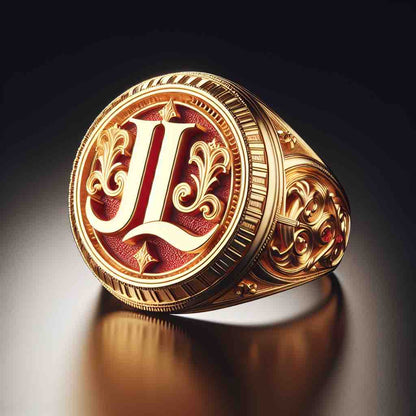 Signature initial gold ring