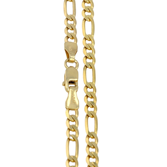 10K yellow gold figaro solid anklet bracelet-224076
