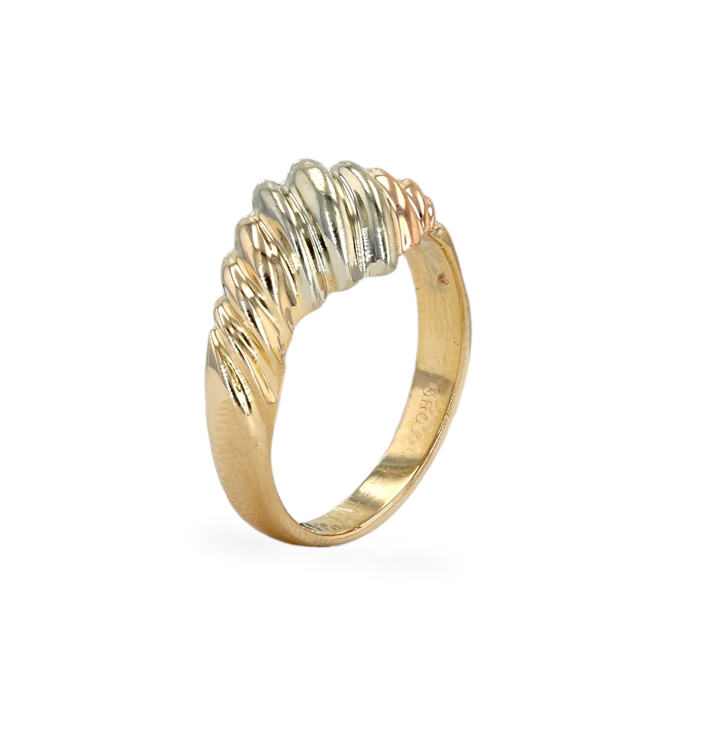 14k Three color gold twist solid ring