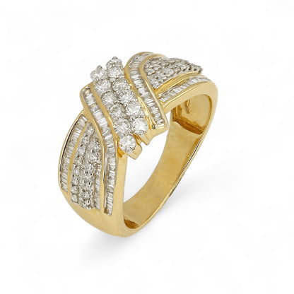 14K Yellow Gold Baguette And Round Diamond Ring-RG5827Y