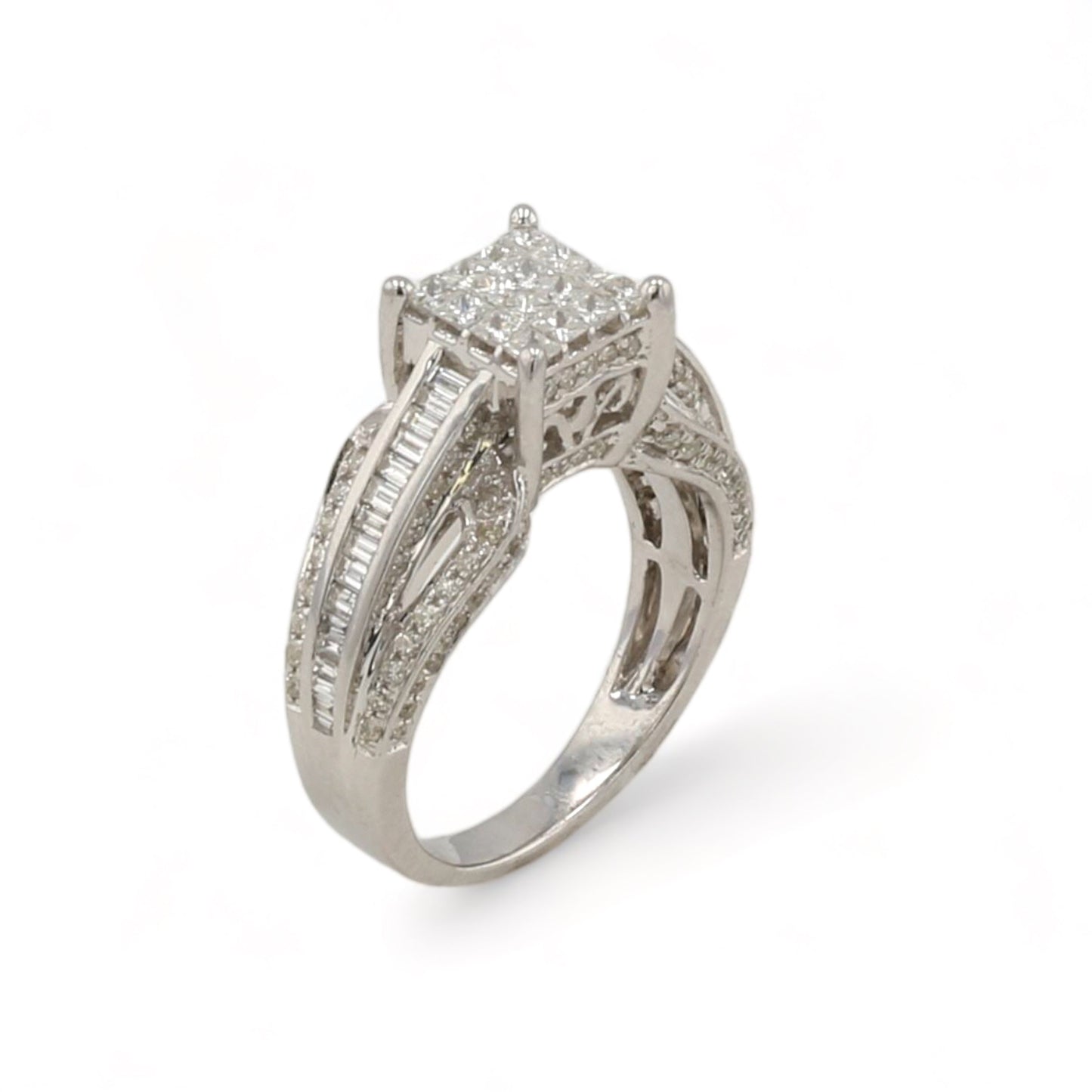 14k White gold diamonds 1.5CT princess wedding ring-226626