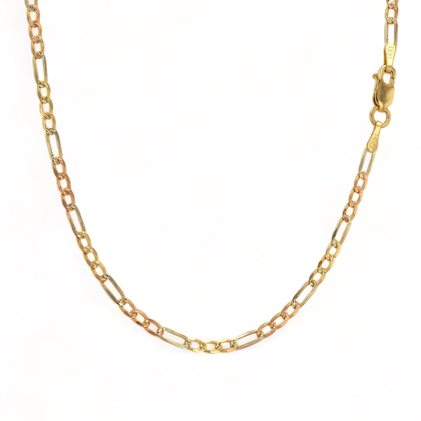 14K Three Color Gold Figaro Chain 3.5 x 20inch-227305