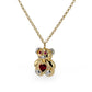 14K Yellow gold Teddy bear red heart necklace-226121